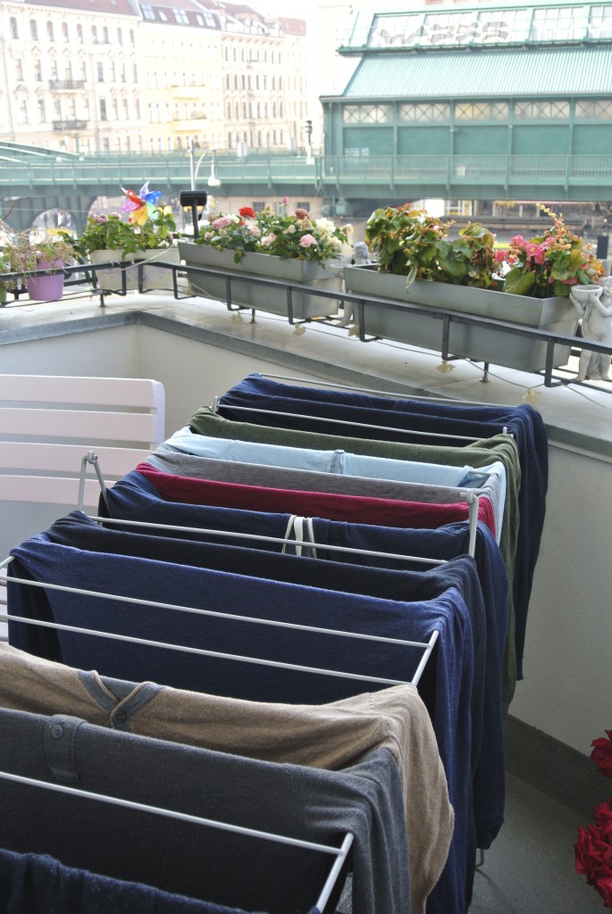 Wäsche genießt Blick vom Balkon