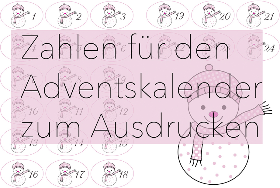 Zahlen für den Adventskalender zum Ausdrucken Free